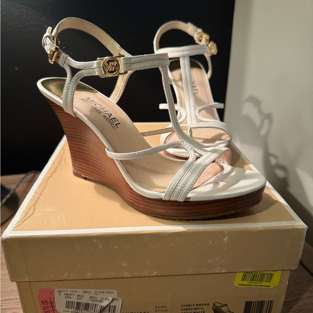Michael Kors White Wedge Sandals - size 6.5